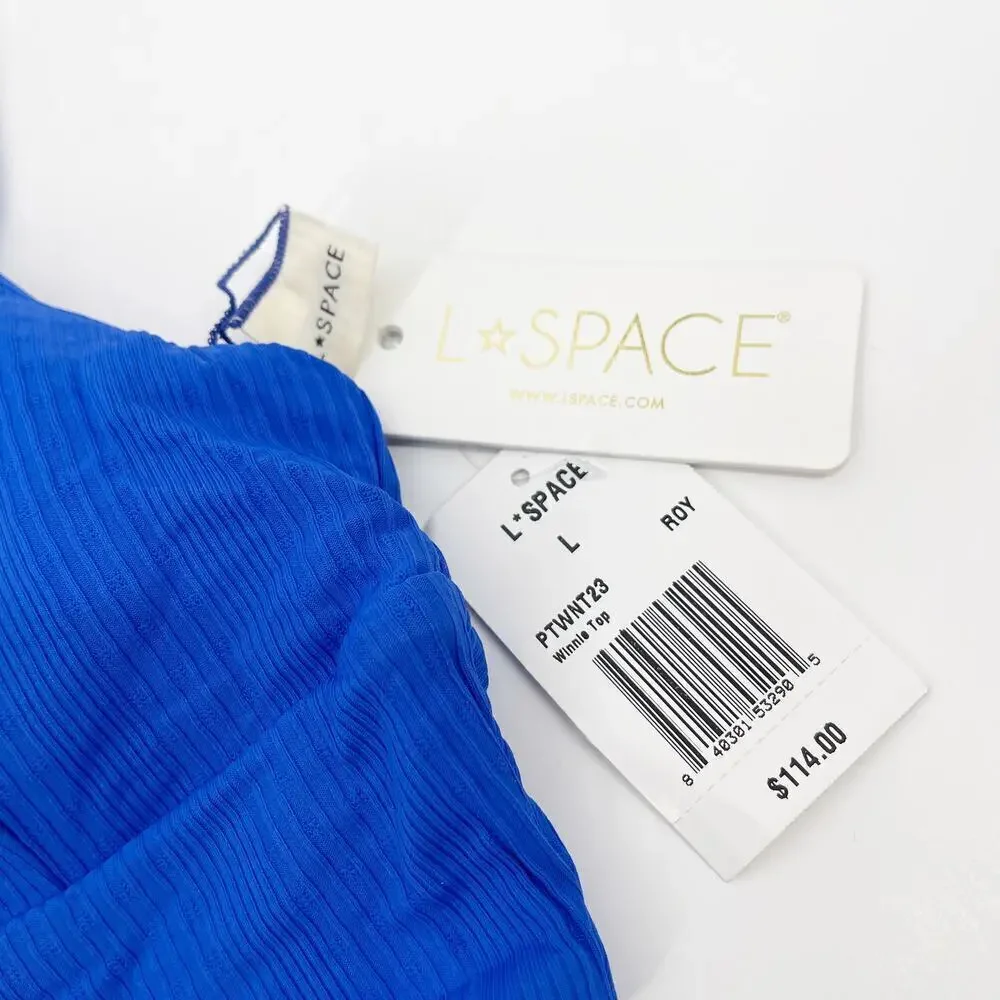 L*Space Winnie Longline Bikini Top Ribbed Royal Blue Large NEW with tags!